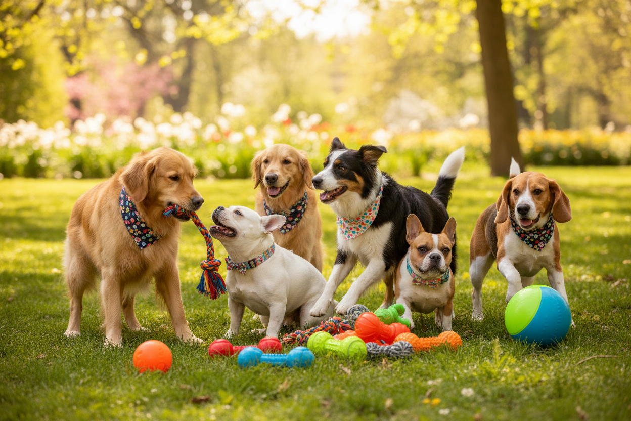 Dog Accessories with their own play toy togeter